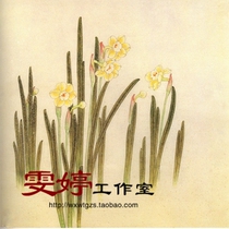 Meticulous painting White drawing draft flower and bird painting Chinese painting painting character customization