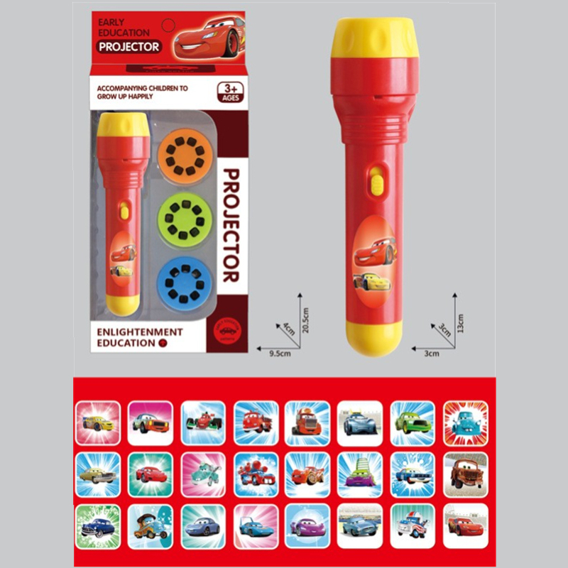 Car Projection Flashlight Children's Cartoon Red Mcqueen Light-Up Slide Projector Early Education Toy Flashlight
