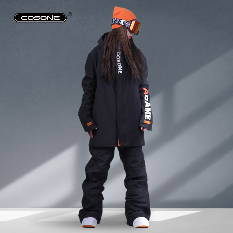 COSONE men's and women's single and double board top bib suit snow suit Waterproof and windproof warm loose ski suit