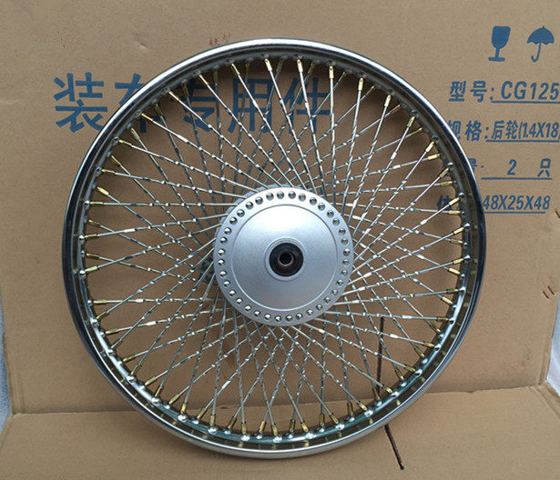 Locomotive Happiness Flower Cat CG125 Front Steel Ring Retro Retrofit 72 threaded spokes encrypted hub 18 inch steel ring