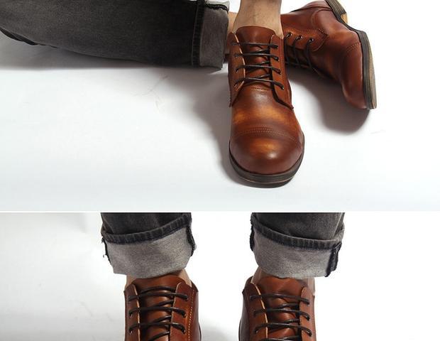 Giày da nam được chải bằng tay Giày cao cổ nam giản dị Anh xu hướng họa tiết retro cũ Martin - Giay cao giày the thao nam nike
