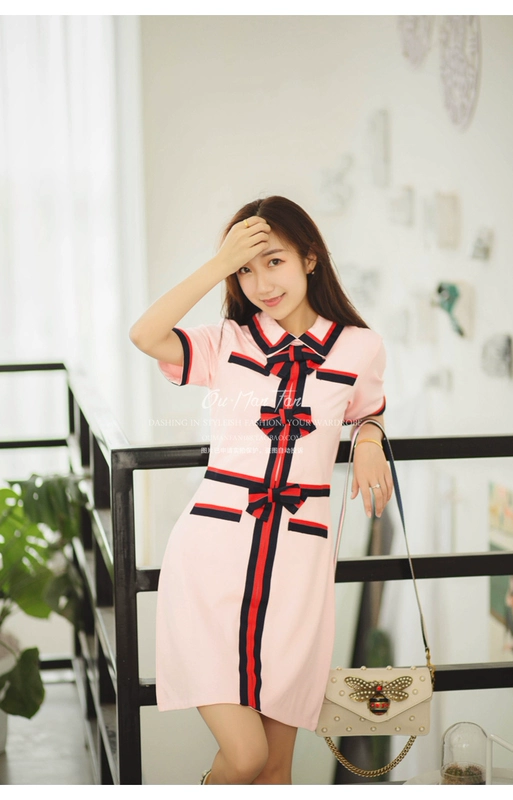 G nhà với đoạn 2018 hè mới handmade trang trí nơ tay ngắn thắt lưng thắt lưng Một chiếc váy nữ