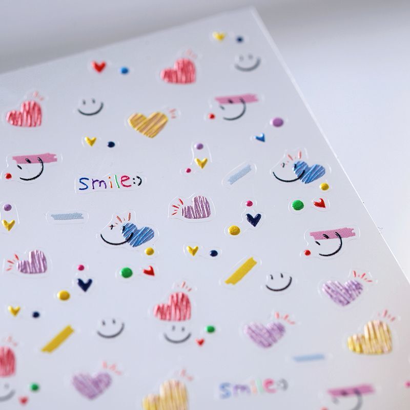 Smiley Dopamine Graffiti Stereo Relief Nail Stickers Waterproof Cute Nail Stickers Heart Decoration Decals Accessories Smiley Dopamine Graffiti Stereo Relief Nail Stickers Waterproof Cute Nail Stickers Heart Decoration Decals Accessories