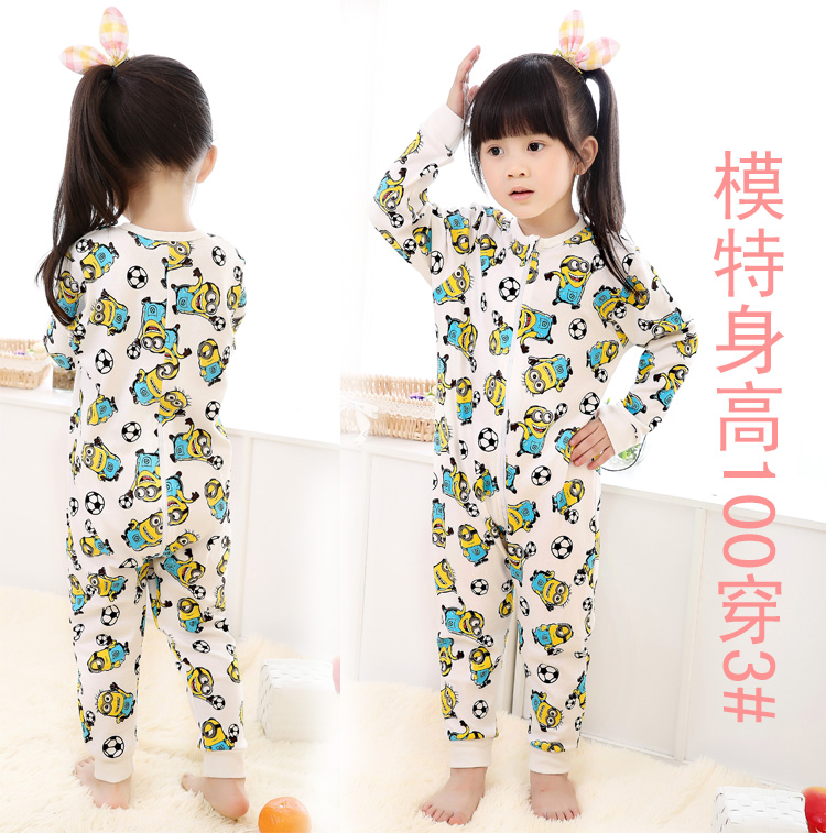 Bộ đồ ngủ trẻ em Xiêm Phim hoạt hình Cotton Boy Baby One Piece Big Girl Girl Dài tay Dịch vụ leo núi Quần áo 2-3-5 tuổi bộ hoạt hình bé trai