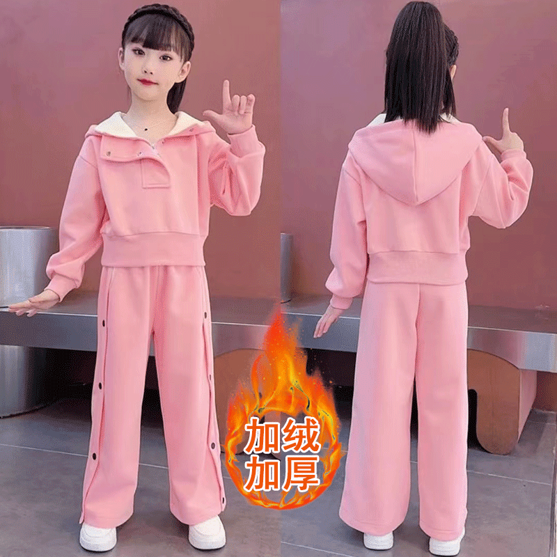 Модные костюмы для девочек, спортивные костюмы-двойки, весна и осень 2025, новая детская осенняя одежда в западном стиле, осенняя одежда для больших детей