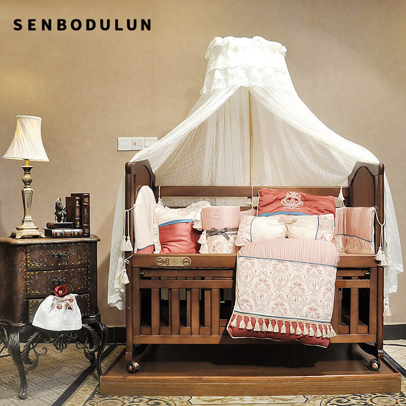 Sacred Treasure Len Crib Multifunction Splicing Large Bed Solid Wood Iostyle Bb Baby Newborn Splicing Large Bed