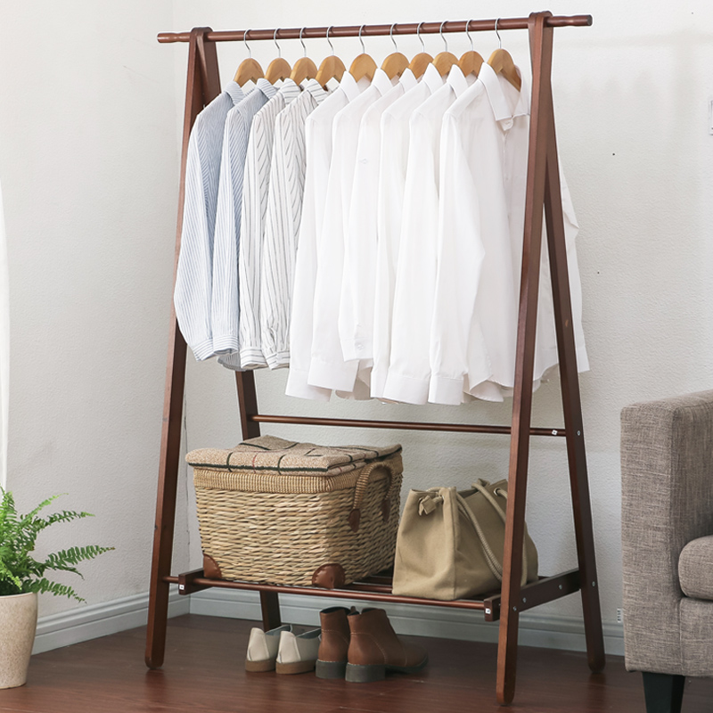 Home Yi Solid Wood Coat Rack Bedroom Floor Hanging Hangers