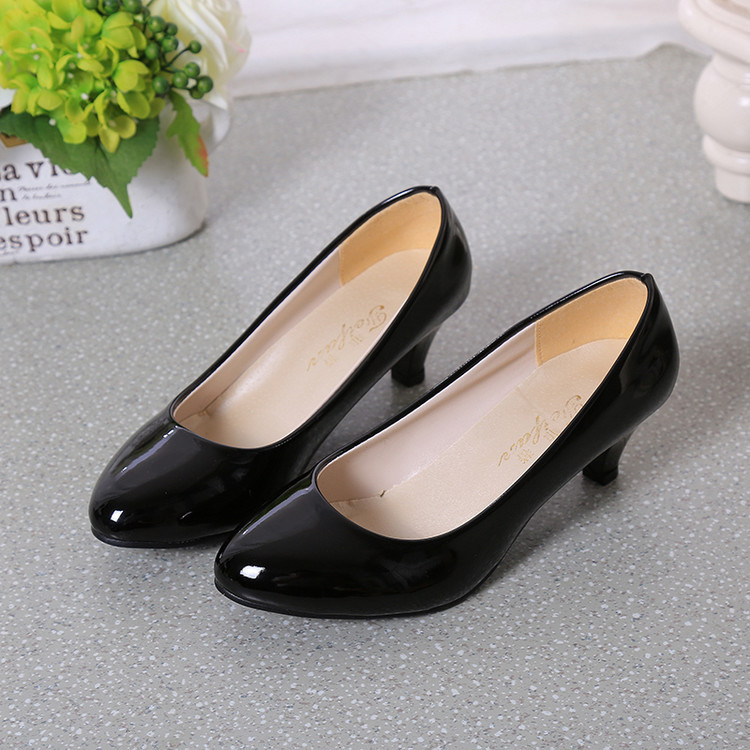 Spring and Autumn All-Season Work Leather Shoes for Women, Black Professional High-Heeled Shoes, Women's Mid-Heel Work Shoes, Stewardess Commuting Formal Shoes for Women Spring and Autumn All-Season Work Leather Shoes for Women, Black Professional High-Heeled Shoes, Women's Mid-Heel Work Shoes, Stewardess Commuting Formal Shoes for Women