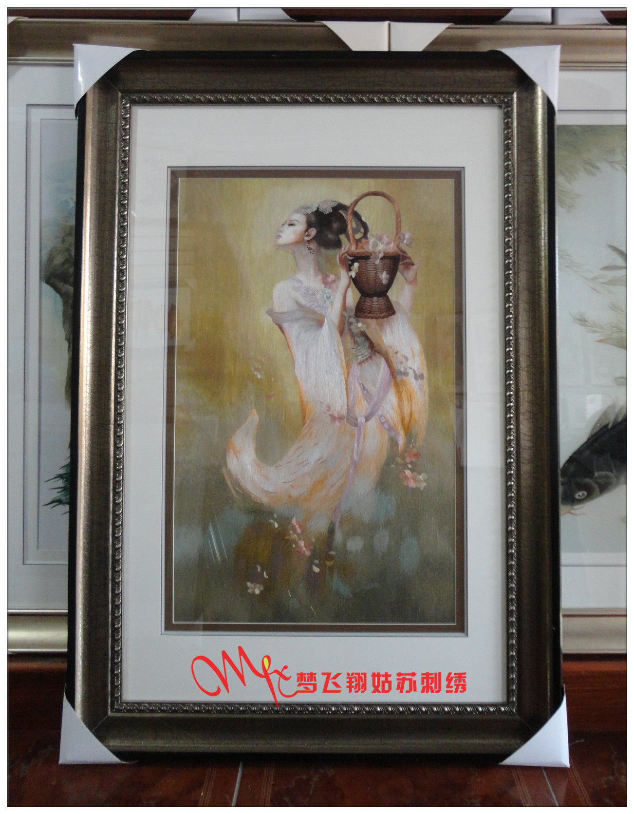 Su embroidery finished Feitian series hand-embroidered boutique character portrait oil painting living room porch bedroom hanging painting