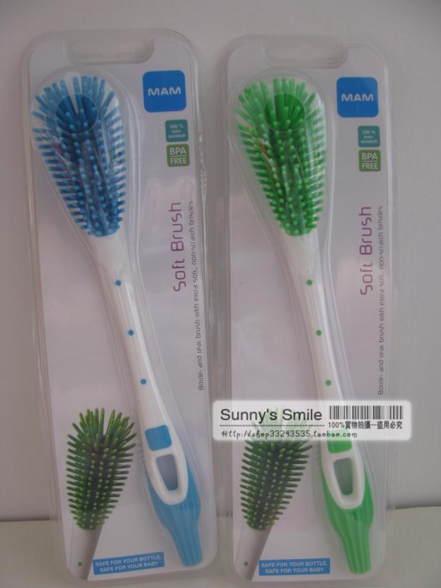 Original MAM Beauty Baby Silicone Bottle Brush Multifunctional Nipple Brush Cleaning Clean Soft Long Handle Brush