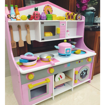 Wooden kitchen toy stove for boys and girls wooden house cut mini cooking baby kitchenware set