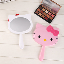 Makeup mirror Cartoon cute portable dressing mirror Girl beauty mirror Creative handle mirror Pink large princess mirror