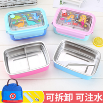 304 stainless steel lunch box cartoon cute partition childrens fruit lunch box Student canteen work with rice lunch box