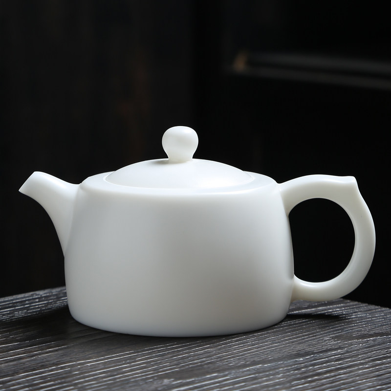 Teapot suet jade porcelain bisque Dehua white porcelain kung fu tea set household filter tea ceremony tea maker manual single pot