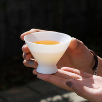 Hand-drawn white porcelain plain-fired tea cup ceramic tea set Douli cup Chinese handmade suet jade porcelain master cup tea cup