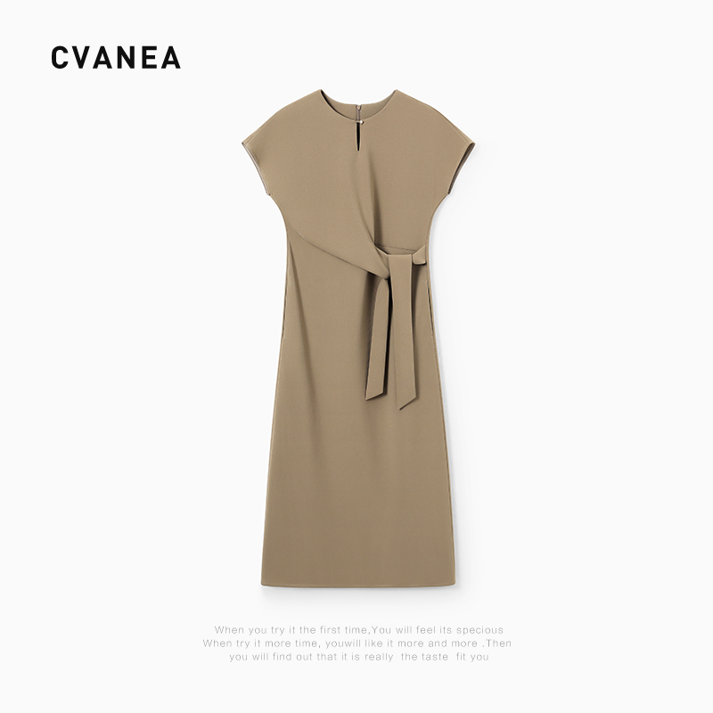 Cvanea LAOSHU Charming Little Waist~ Draped Twist Tie Waist Acetate Dress for Women Summer
