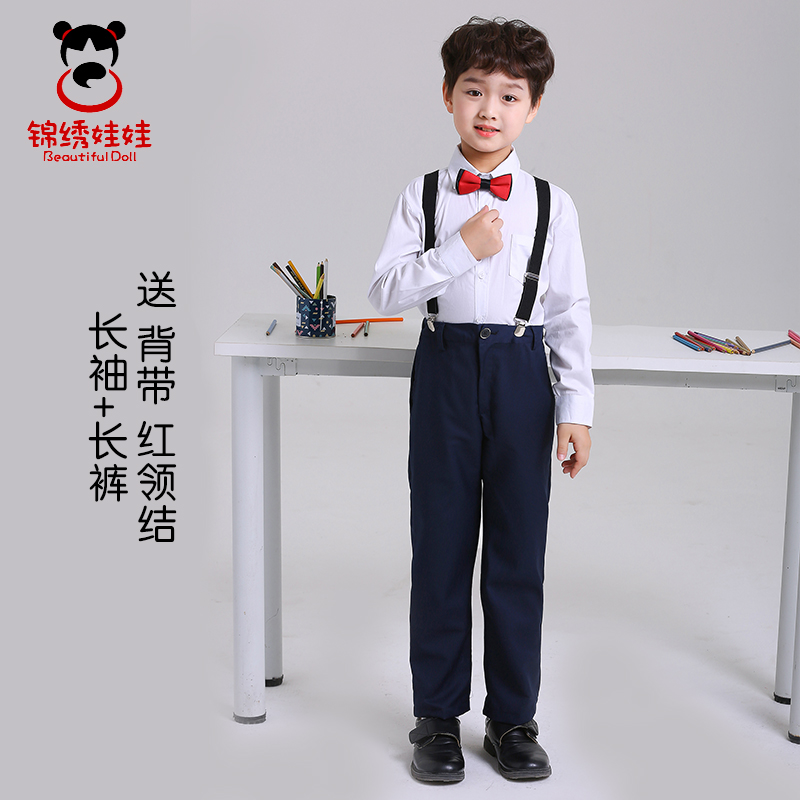 Cotton hiệu suất đầm đầm sàn catwalk cậu bé chủ nhà biểu diễn piano của trẻ em váy hợp xướng với một bộ đồ quần cậu bé.