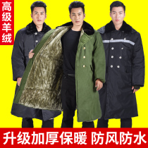  Military cotton coat mens winter long thickened cold-proof mid-length green Northeast large quilted jacket security cotton clothing labor insurance coat