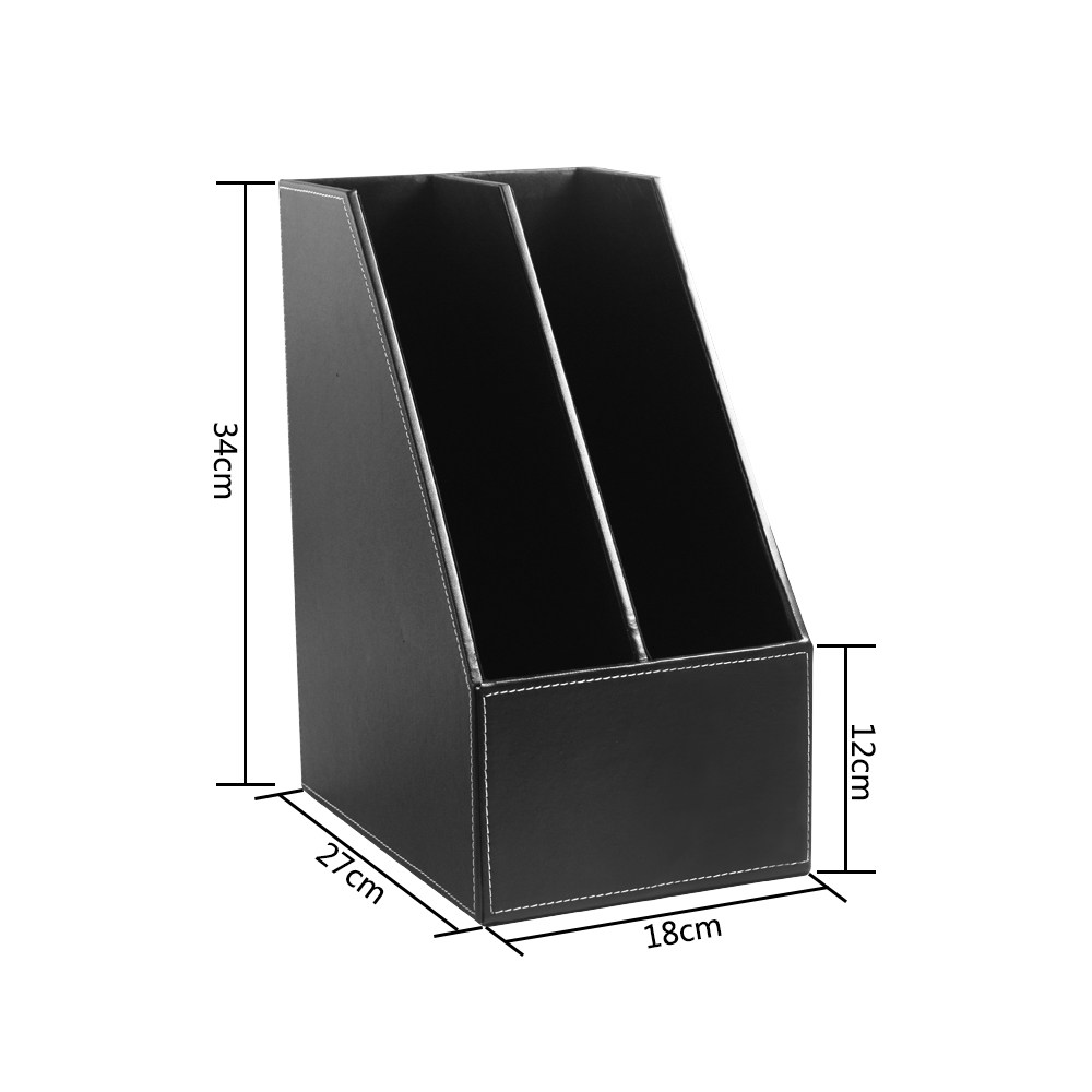 Business Leather Double Layer File Rack Office Supplies Two Lianz Files Seat Fashion Desktop Two Gars File Bar Information Box