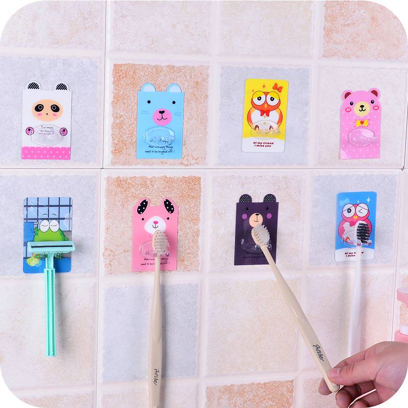 Ultra Cute Cartoon Toothbrush Rack Creative Children Suction Wall Type Toothbrush Hanger Free of perforated multipurpose hook plug fixer