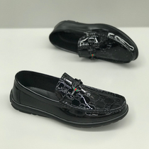 2022 new lacquered peas bean shoes mens spring autumn genuine leather bright face breathable one foot pedal casual leather shoes Inn soft bottom