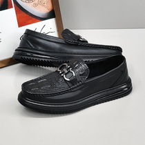 European Station 2022 New Casual Leather Shoes Crocodiles Spring Autumn Infini Soft Bottom Big Card Stitched Suo Bean Shoe Men