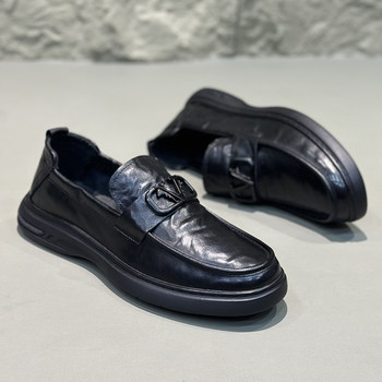 New autumn genuine leather business casual soft soled beanie shoes