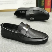 2022 New Genuine Leather Mens Leather Shoes Business Casual Single Shoe Tide Soft-bottom Comfort 100 lap Inn Bean Bean Shoes Fall