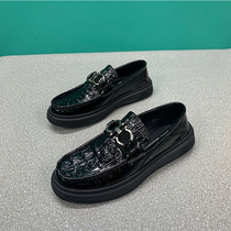 Bean Bean Shoes Men Shoes 2022 New Summer Casual Leather Shoes Trendy Breathable One foot Lacquer Leather Thick Bottoms Sloth Shoes