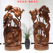 Living room ornaments root carving camphor wood fish home decoration art housewarming presents pure handicraft gifts