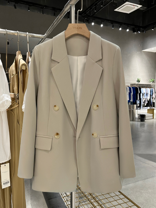 Beige British Style Blazer for Women, 2026 Spring and Autumn New Trendy Commuter Suit Jacket Beige British Style Blazer for Women, 2026 Spring and Autumn New Trendy Commuter Suit Jacket