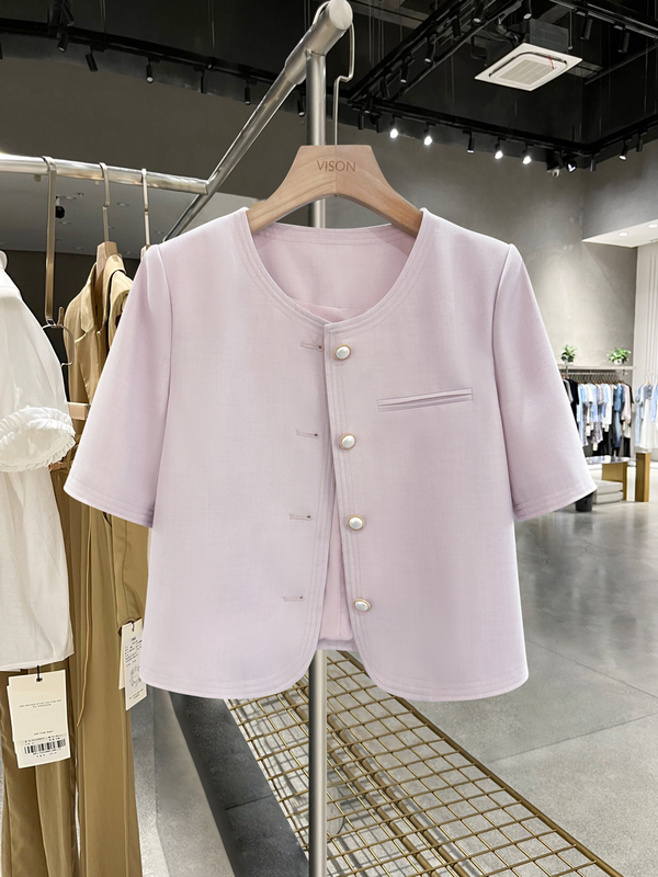 Pink Elegant and Stylish Blazer for Women, Thin Style, 2026 Summer New Versatile Socialite Chanel-Style Short Top Pink Elegant and Stylish Blazer for Women, Thin Style, 2026 Summer New Versatile Socialite Chanel-Style Short Top