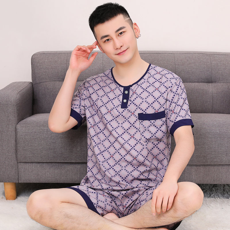 mỡ bông nhân tạo để tăng bộ đồ ngủ mens mùa hè tay áo ngắn quần cotton lụa pajama scariest trẻ không thường xuyên về nhà mặc.