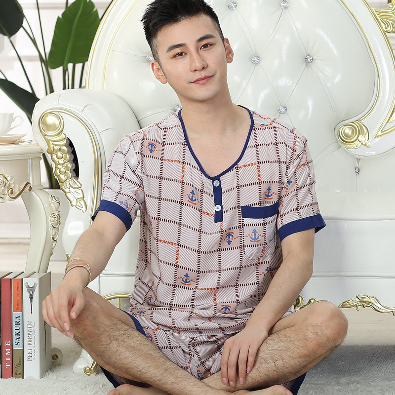 mỡ bông nhân tạo để tăng bộ đồ ngủ mens mùa hè tay áo ngắn quần cotton lụa pajama scariest trẻ không thường xuyên về nhà mặc.