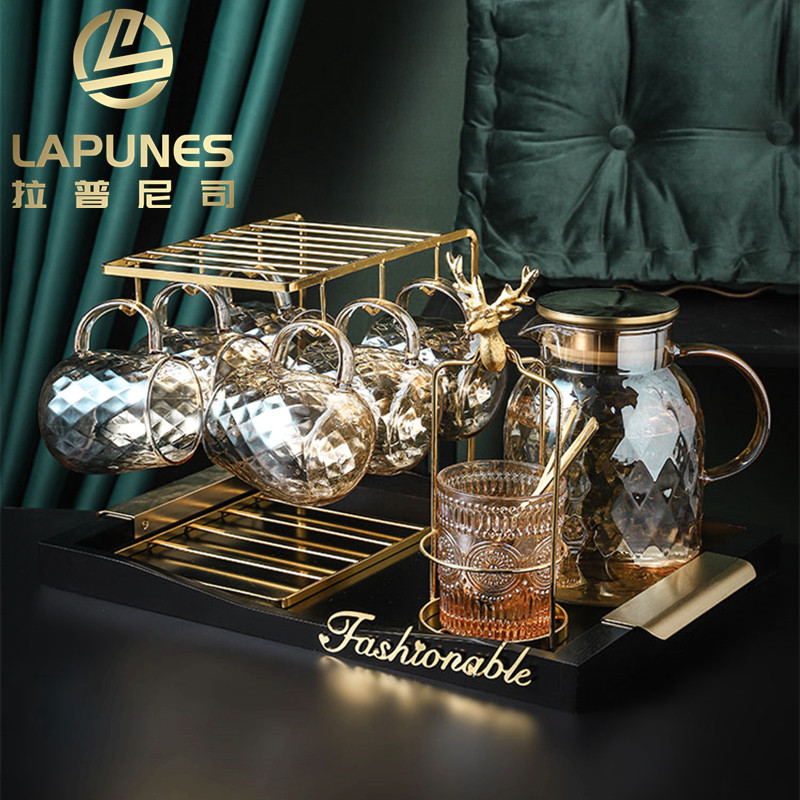 lapunes Nordic light and luxurious water tool suit Home living room Lower afternoon tea teapot cold kettle cup holder glass mug