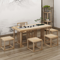 New Chinese style solid wood tea table and chair combination tea room Zen Kung Fu table tea table home tea table simple modern