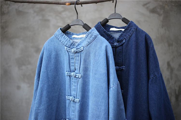 Mùa xuân mới văn học retro Trung Quốc phong cách khóa áo gió thiền dài lỏng áo len cardigan áo choàng Zen mẫu áo khoác nữ đẹp