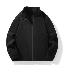 New outdoor sports fleece jacket for men in autumn and winter with stand-up collar loose velvet and thickened large size warm jacket fleece