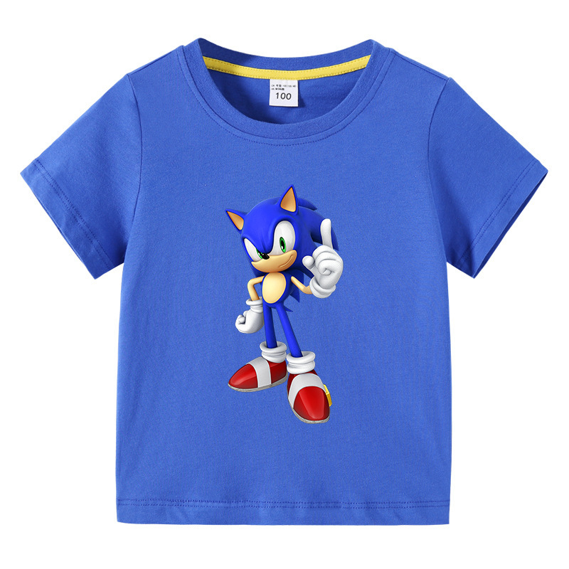 Sonic Children's Clothing Summer Boys and Girls Pure Cotton Sweat-Absorbent Sports Tops Kids' Short-Sleeve T-Shirt Trendy Sonic Children's Clothing Summer Boys and Girls Pure Cotton Sweat-Absorbent Sports Tops Kids' Short-Sleeve T-Shirt Trendy