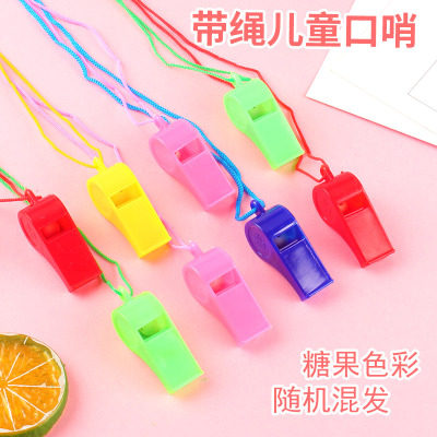 Plastic color with rope whistle referee whistle refueling whistle kindergarten children toys push small gifts