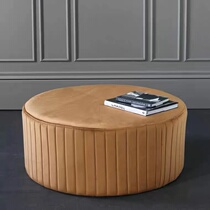 Light luxury Nordic velvet beauty salon sofa stool round shoe changing stool cloakroom round stool living room coffee table stool stool foot pedal