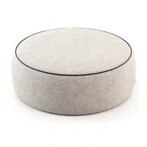 Beige cotton linen fabric sofa stool simple Nordic living room coffee table stool cloakroom clothing shoes shop change shoes round stool