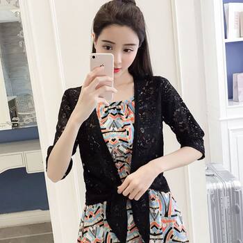 2026 ໃຫມ່ outerwear ຂະຫນາດນ້ອຍແມ່ຍິງ summer cardigan waistcoat ບາງ jacket lace versatile ສັ້ນ shawl ການປົກປ້ອງແດດເທິງ