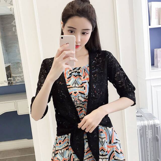 2026 ໃຫມ່ Outerwear ຂະຫນາດນ້ອຍແມ່ຍິງ Summer Cardigan Waistcoat ບາງ Jacket Lace Versatile ສັ້ນ shawl ການປົກປ້ອງແດດເທິງ