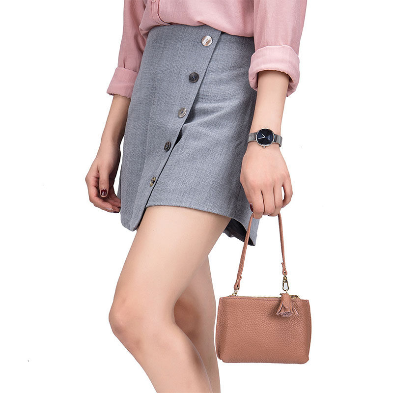 New multifunctional genuine leather hand zero wallet Mom Buy food bag Woman Portable Coin Bag Card Bag Key Containing bag