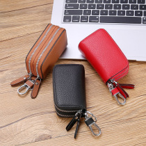 2021 new genuine leather double car key bag mens leather large capacity double zipper containing home lock spoon bag woman