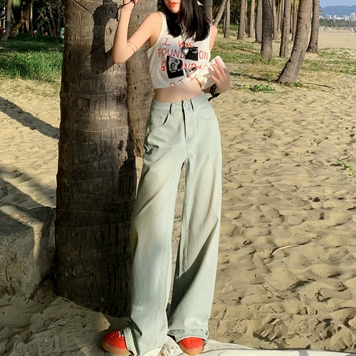 Весенние джинсы, летние штаны для отдыха, ностальгия, 2025 года, высокая талия, оверсайз, свободный прямой крой