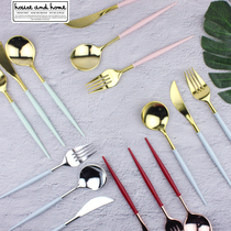 20cm plastic gold-plated Net red ins disposable children fruit cake knife and fork spoon set light luxury party picnic