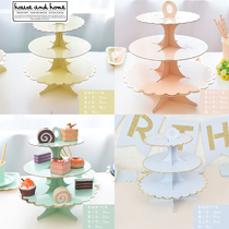 Cake stand disposable bronzing color paper three-layer dessert table multi-layer creative dessert display stand tray tray
