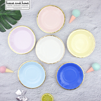 4-inch disposable paper plate birthday theme party bronzing dinner plate home party horse card color cake paper plate